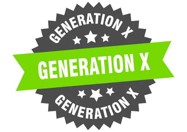 Generation x sign. generation x green-black circular band label — Stock Vector