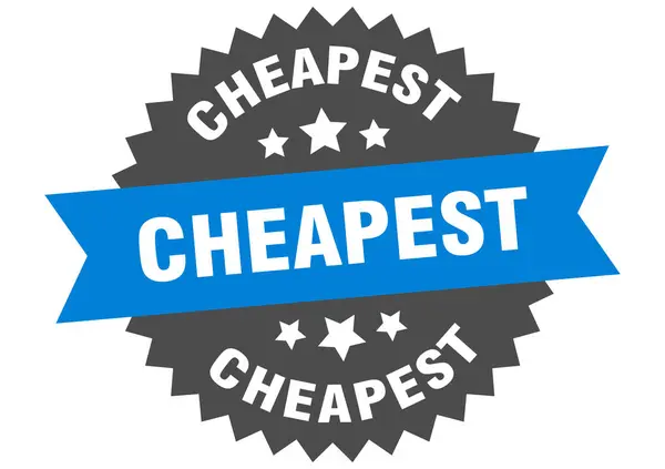 Sinal mais barato. etiqueta de faixa circular azul-preta mais barata — Vetor de Stock