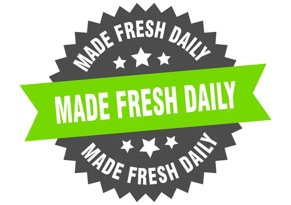 Made fresh daily sign. made fresh daily green-black circular band label — Stock Vector