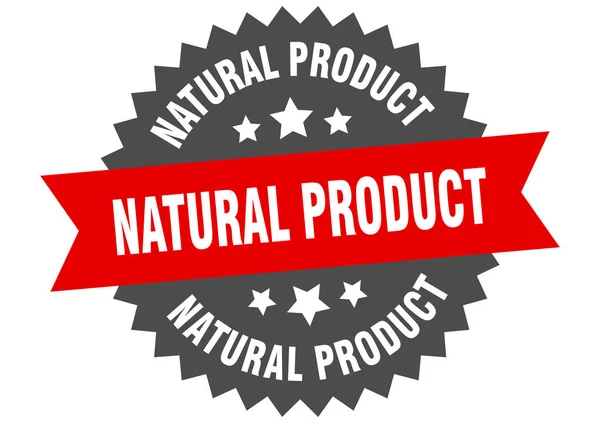 Natural product sign. natural product red-black circular band label — Stock Vector