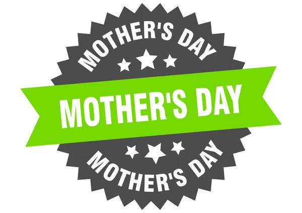 Signo del día de la madre. etiqueta de banda circular verde-negro del día de la madre — Archivo Imágenes Vectoriales