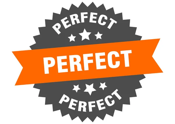 Sinal perfeito. etiqueta de faixa circular laranja-preta perfeita — Vetor de Stock