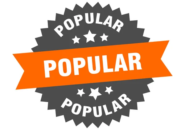 Popüler işaret. popüler turuncu-siyah yuvarlak bant etiketi — Stok Vektör