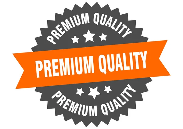 Signo de calidad premium. etiqueta de banda circular naranja-negro de primera calidad — Vector de stock