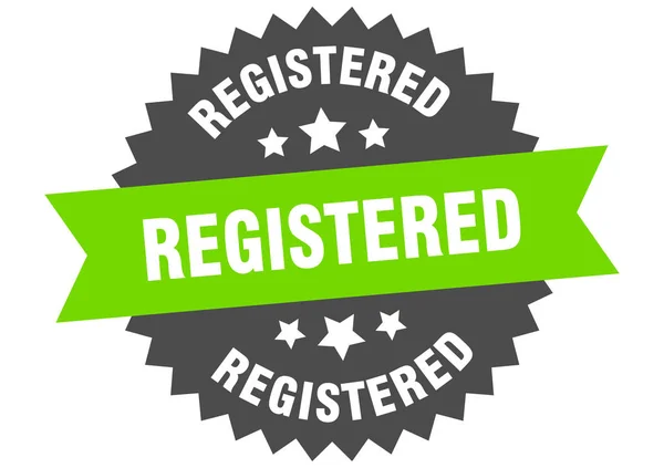 Registered sign. registered green-black circular band label — Stock Vector