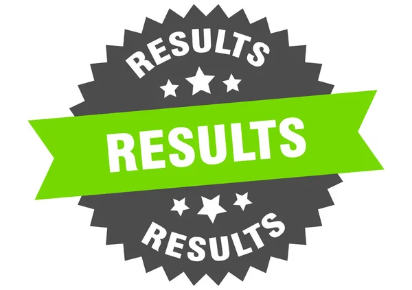 Resultaten tekenen. resultaten groen-zwart circulair bandlabel — Stockvector