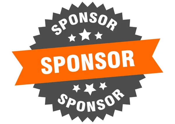 Signe du sponsor. sponsor bande circulaire orange-noir étiquette — Image vectorielle