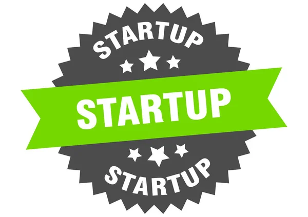 Startup sign. startup green-black circular band label — Stock Vector