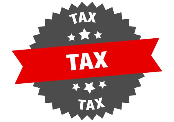 Cartello fiscale. tassa etichetta circolare rosso-nero — Vettoriale Stock