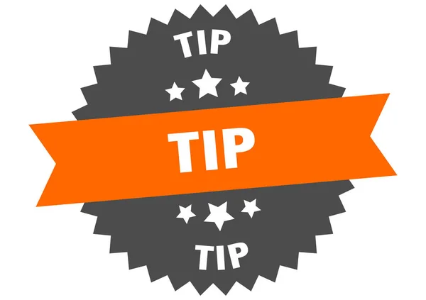 Tip sign. tip orange-black circular band label — Stock Vector