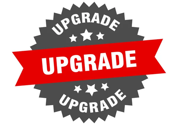 Upgrade bord. upgrade rood-zwart circulair bandlabel — Stockvector
