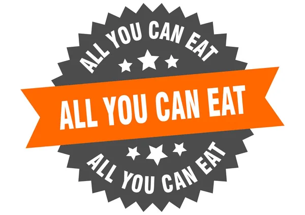 Tout ce que vous pouvez manger signe. tout ce que vous pouvez manger orange-noir étiquette de bande circulaire — Image vectorielle