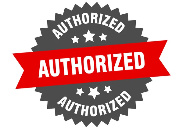 Autoryzowany znak. zatwierdzona czerwono-czarna etykieta opaski okrągłej — Wektor stockowy