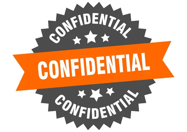 Confidential sign. confidential orange-black circular band label — Stock Vector