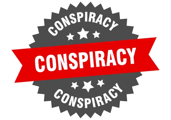 Conspiracy sign. conspiracy red-black circular band label — Stock Vector