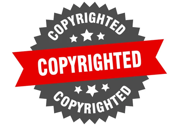 Signo protegido por direitos autorais. etiqueta de faixa circular vermelho-preto com direitos autorais — Vetor de Stock