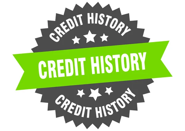 Signo de historial de crédito. historia del crédito etiqueta de banda circular verde-negro — Archivo Imágenes Vectoriales
