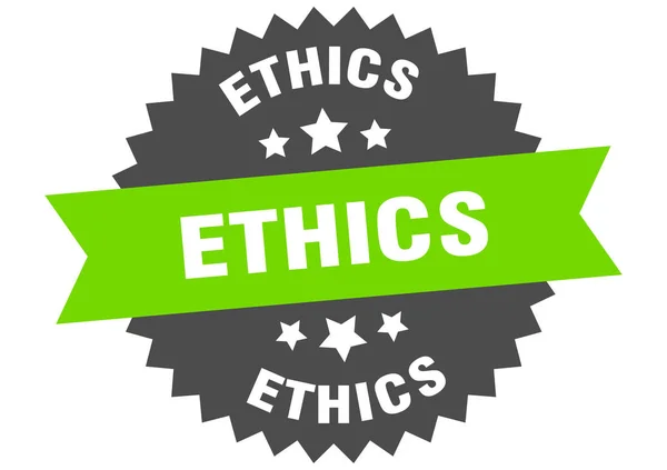 Etiskt tecken. etik grön-svart cirkulärt band etikett — Stock vektor