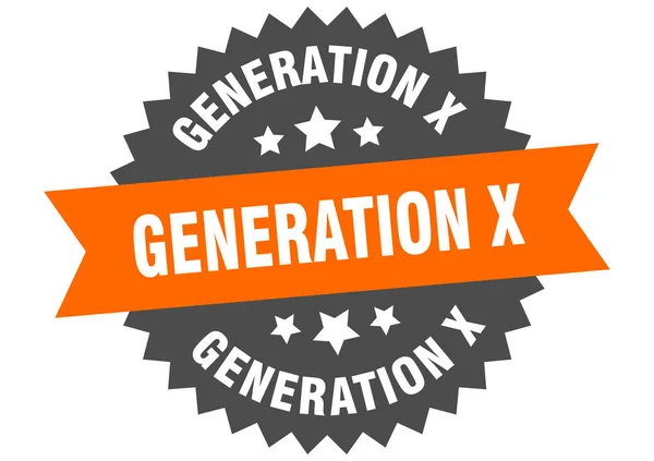 Signo de generación x. generación x etiqueta de banda circular naranja-negro — Archivo Imágenes Vectoriales