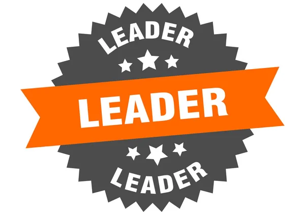 Znak przywódcy. lider pomarańczowo-czarny okrągły pasek etykieta — Wektor stockowy