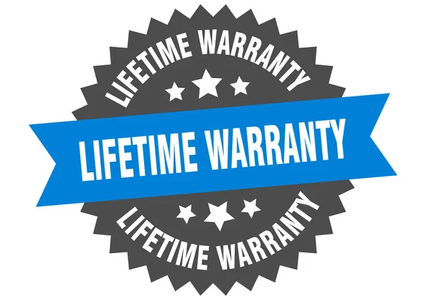 Lifetime warranty sign. lifetime warranty blue-black circular band label — Stock Vector