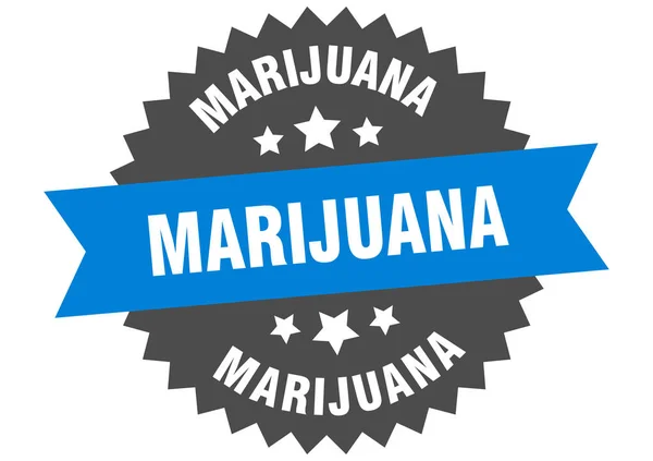 Znamení marihuany. marihuana blue-black kruhový nálepka — Stockový vektor