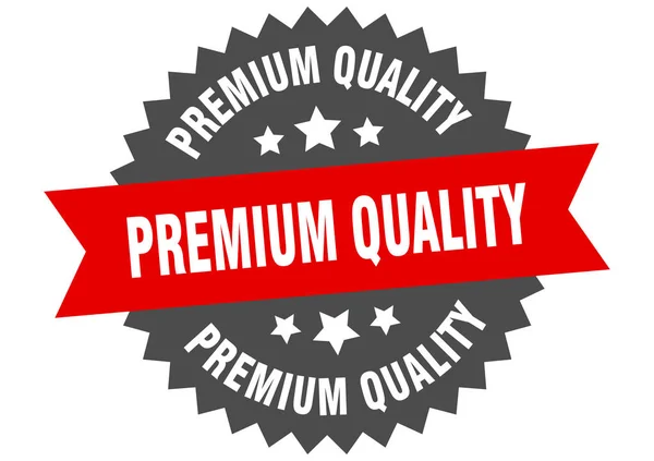 Signo de calidad premium. etiqueta de banda circular rojo-negro de primera calidad — Archivo Imágenes Vectoriales
