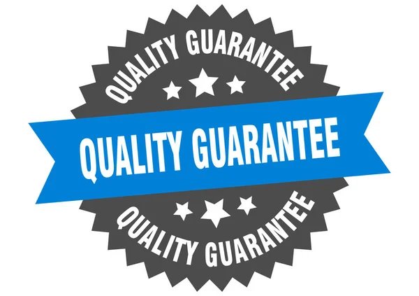Qualitätsgarantie-Zeichen. Qualitätsgarantie blau-schwarzes kreisförmiges Etikett — Stockvektor