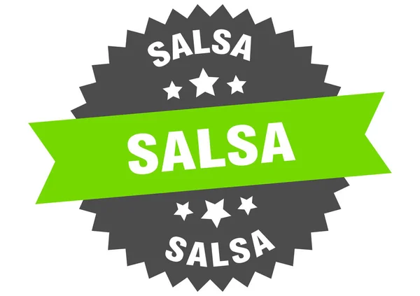 Salsa-Zeichen. salsa grün-schwarzes kreisförmiges Bandlabel — Stockvektor