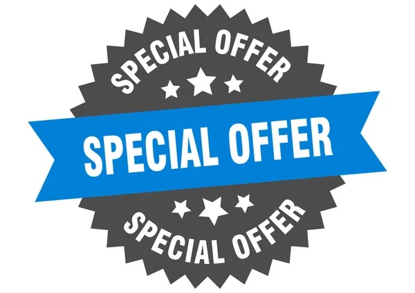 Zvláštní nabídková značka. speciální nabídka modročerný kruhový štítek — Stockový vektor