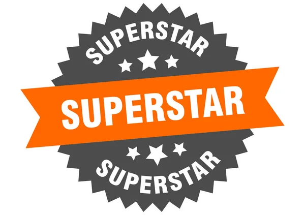 Znak supergwiazdy. supergwiazda pomarańczowo-czarny okrągły pasek etykieta — Wektor stockowy