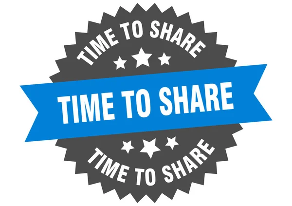 Tiempo para compartir signo. tiempo para compartir etiqueta de banda circular azul-negro — Vector de stock