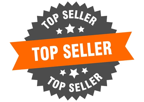 Verkaufsschlager. Top Seller orange-schwarzes kreisförmiges Band-Etikett — Stockvektor