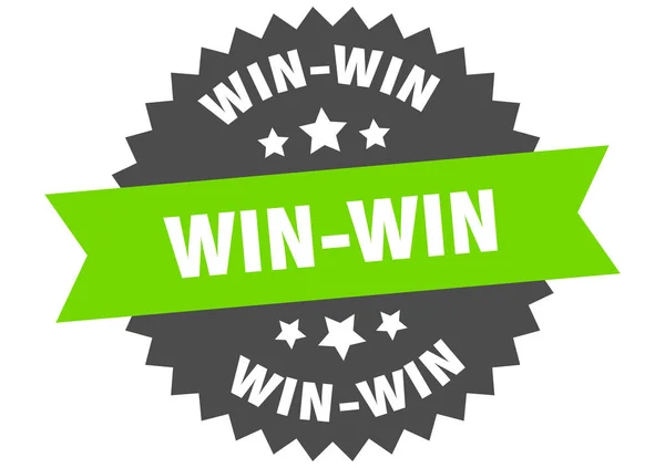 Win-win-tecken. win-win grön-svart cirkulär bandetikett — Stock vektor