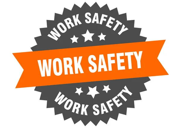 Work safety sign. work safety orange-black circular band label — Stock Vector