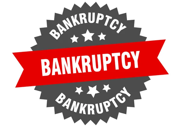 Signo de bancarrota. bancarrota rojo-negro banda circular etiqueta — Vector de stock