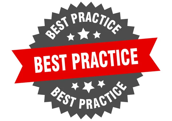 Sinal de melhor prática. etiqueta de banda circular vermelho-preto de melhores práticas — Vetor de Stock