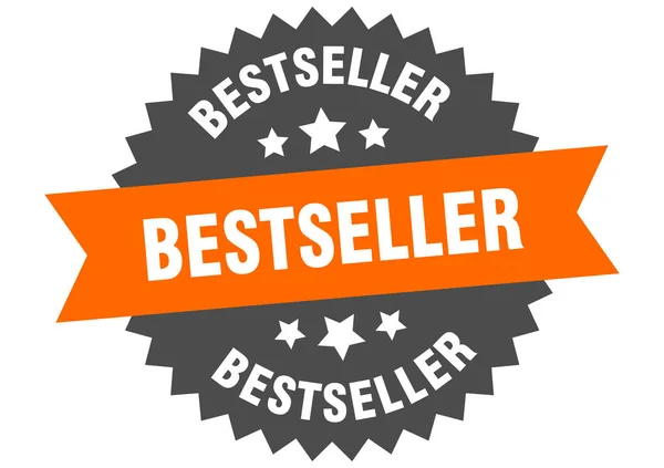 Podpis bestsellera. bestseller pomarańczowo-czarny okrągły pasek etykieta — Wektor stockowy