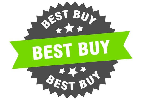 Miglior segno di acquisto. acquisto conveniente green-black etichetta circolare — Vettoriale Stock
