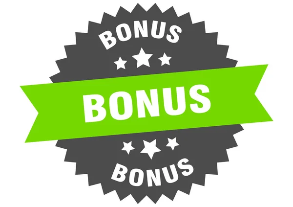 Znak bonusowy. bonus zielono-czarny okrągły pasek etykieta — Wektor stockowy