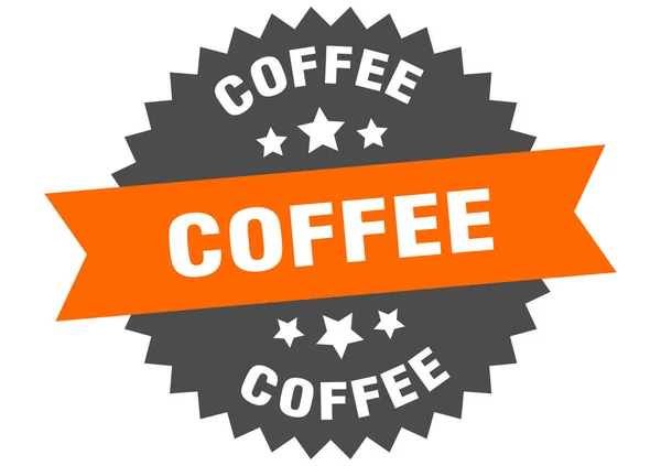 Kahve tabelası. kahve turuncu-yuvarlak bant etiketi — Stok Vektör