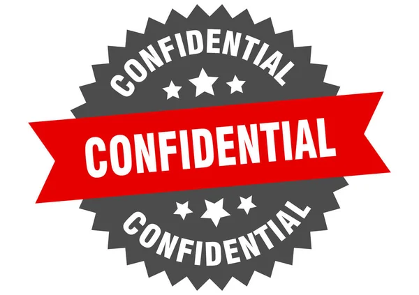 Signo confidencial. etiqueta circular vermelha-preta confidencial da faixa —  Vetores de Stock