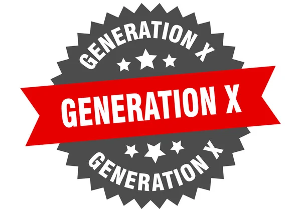 Generation x tecken. generation x röd-svart cirkulärt band etikett — Stock vektor