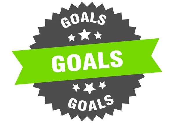 Goals sign. goals green-black circular band label — Stock Vector