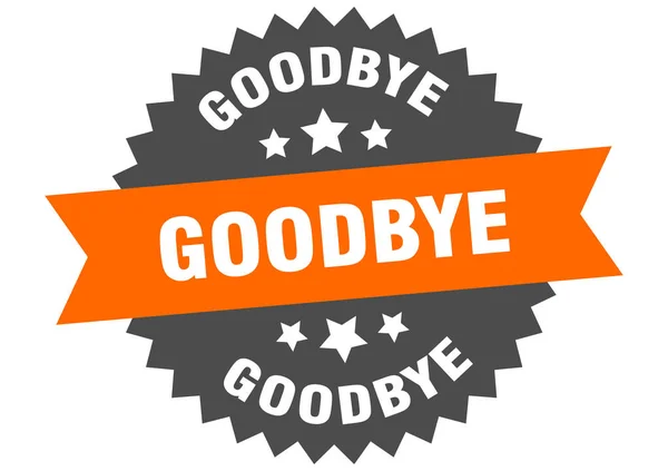 Abschiedszeichen. Adieu orange-schwarzes Kreisband-Etikett — Stockvektor