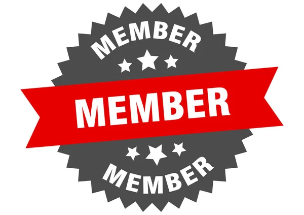 Firma de miembro. miembro rojo-negro etiqueta de banda circular — Archivo Imágenes Vectoriales