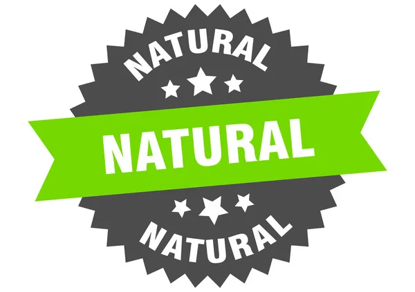 Doğal işaret. Doğal yeşil-siyah yuvarlak bant etiketi — Stok Vektör
