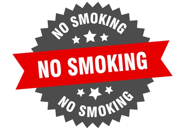 Non fumare segno. non fumare rosso-nero etichetta banda circolare — Vettoriale Stock