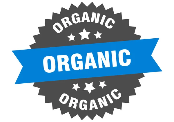 Organisch teken. organisch blauw-zwart circulair bandlabel — Stockvector