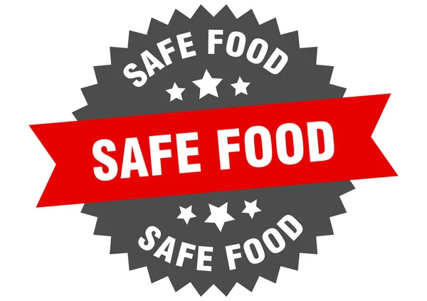 Segnale di cibo sicuro. cibo sicuro etichetta circolare rosso-nera — Vettoriale Stock